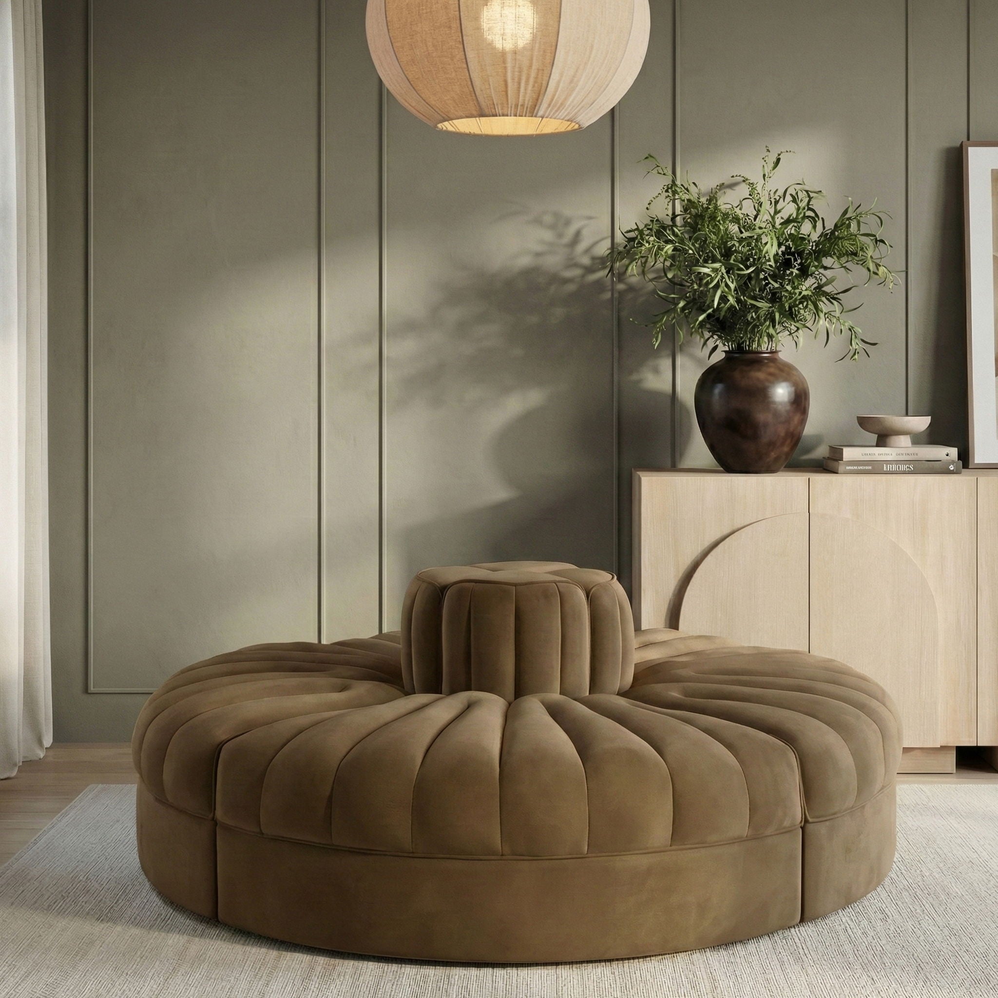Rummi - Round Velvet Performance Fabric Upholstered 4 Piece Modular Sofa - Urban Living Furniture (Los Angeles, CA)