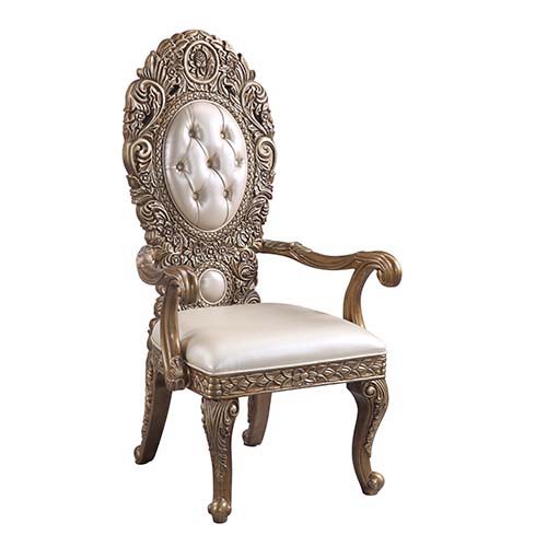 Constantine - Arm Chair (Set of 2) - Synthetic Leather , Brown & Gold - Urban Living Furniture (Los Angeles, CA)