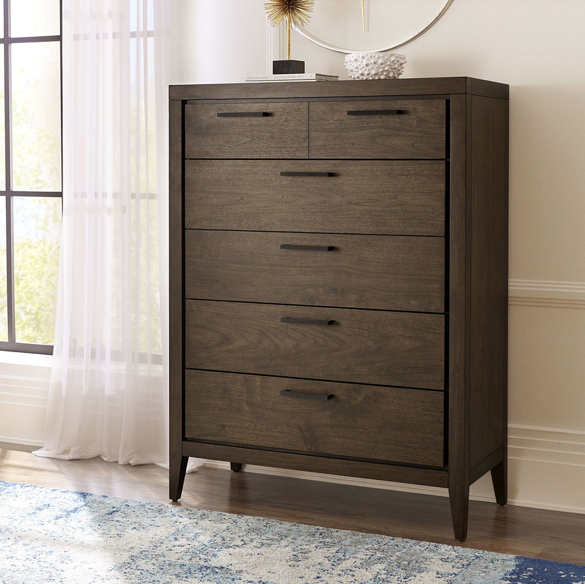 Boracay - Five Drawer Walnut Chest - Wild Oats Brown (2024)