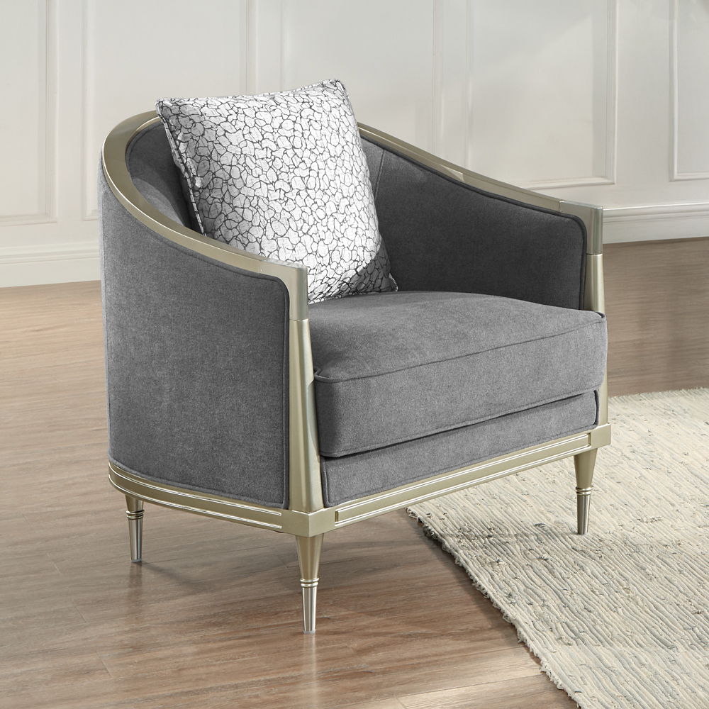 Fernando - Chair With Pillow - Gray Chenille & Champagne - Urban Living Furniture (Los Angeles, CA)