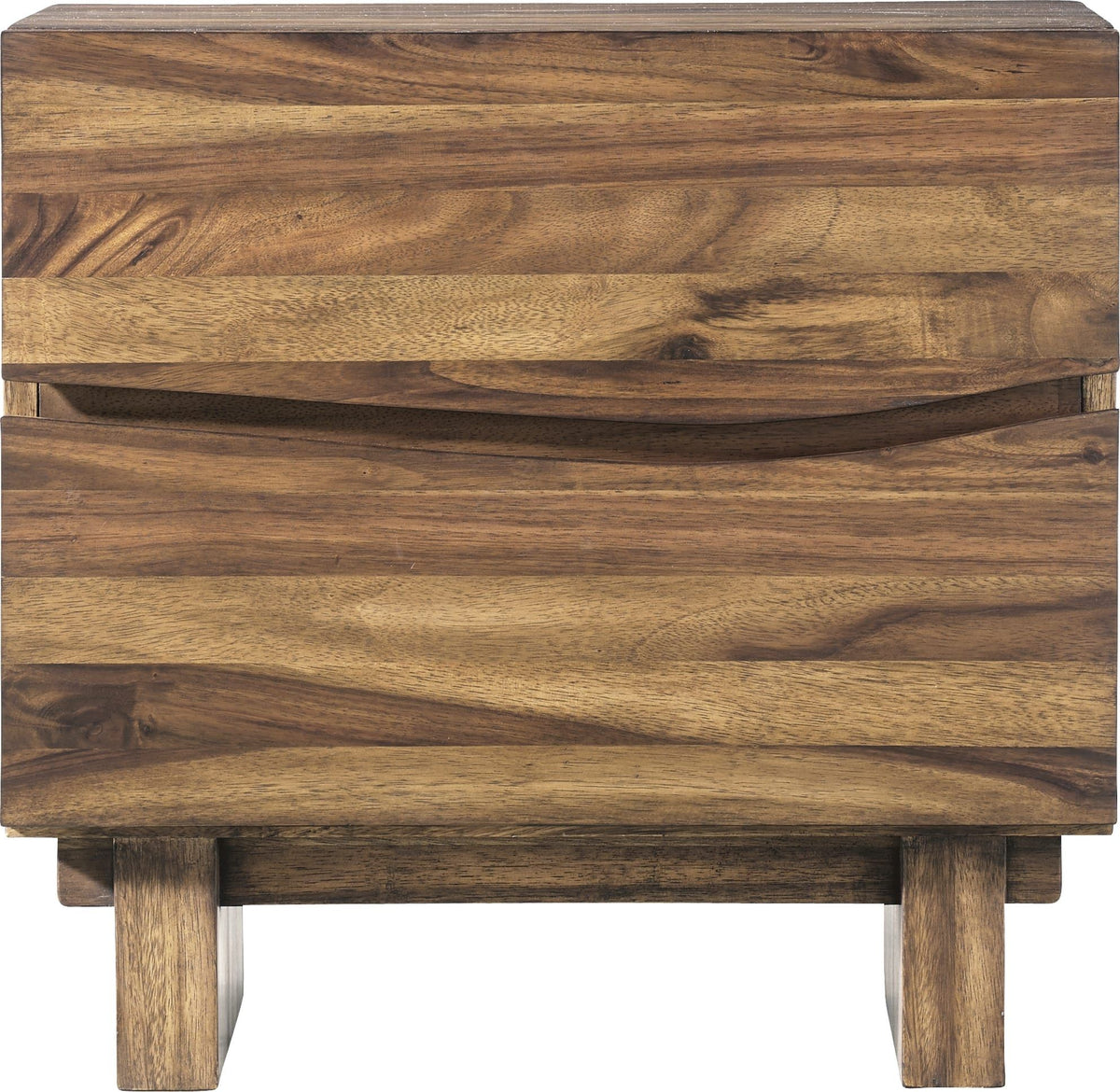 Ocean - Two Drawer Solid Wood Nightstand - Natural Sengon