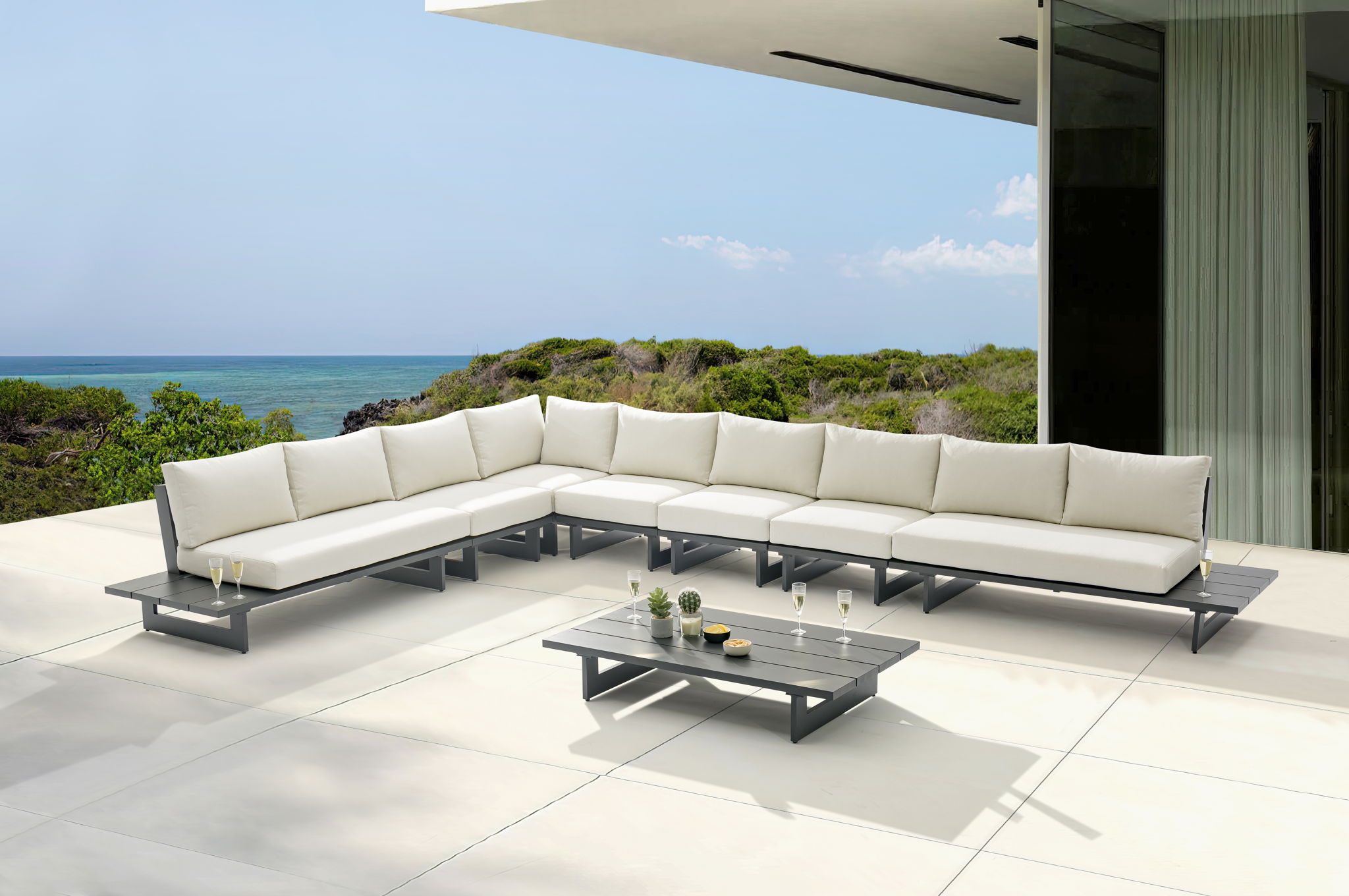 Maldives - 7 Piece Water Resistant Outdoor Patio Modular Sectional With Gray Base - Urban Living Furniture (Los Angeles, CA)
