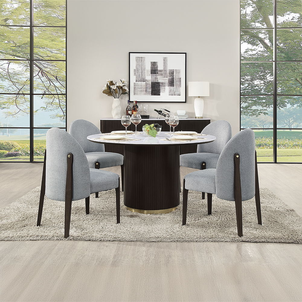 Clayten - Round Dining Table With Marble - White Natural Marble Top & Espresso - Urban Living Furniture (Los Angeles, CA)