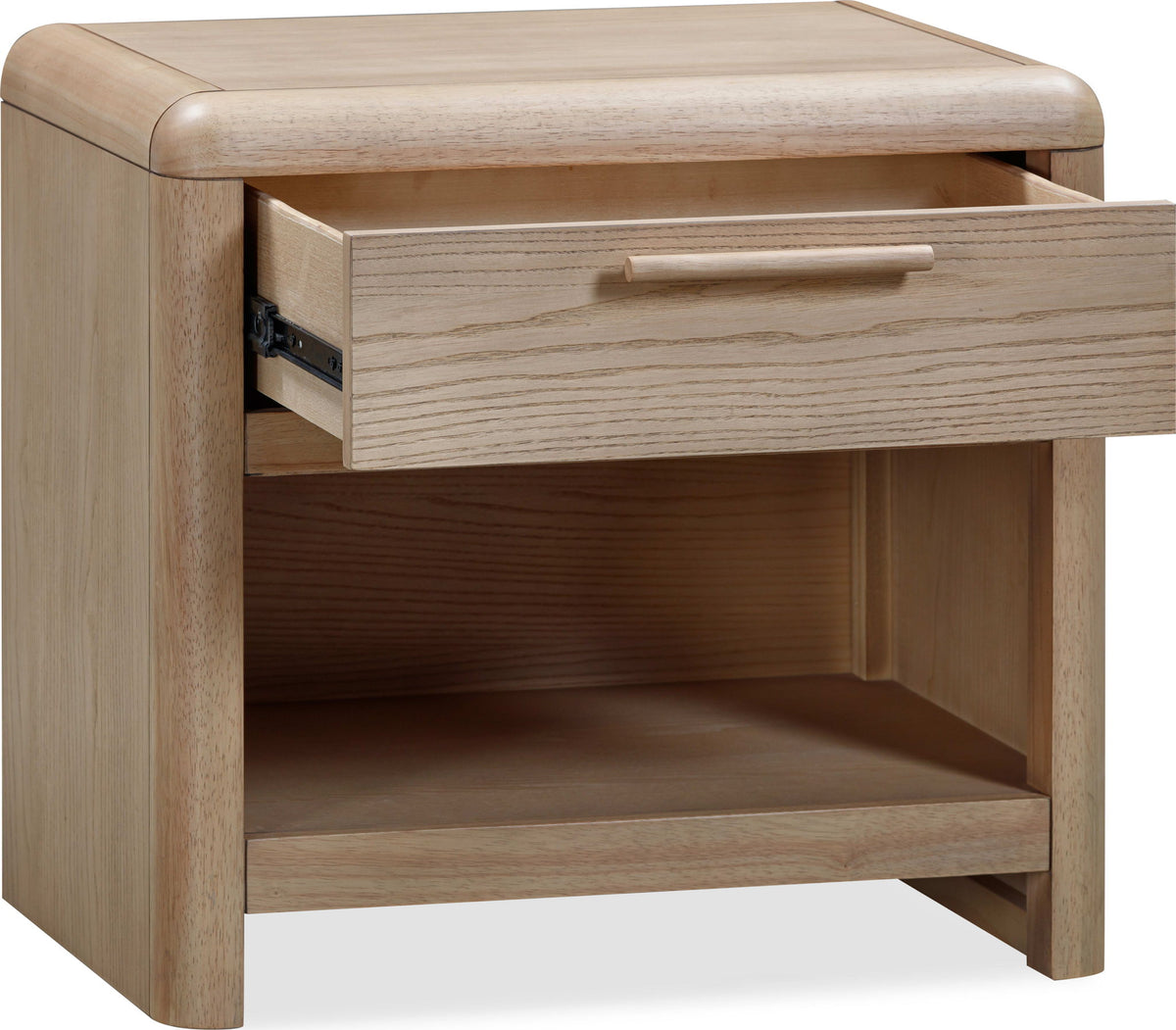 Furano - One Drawer One Shelf Ash Wood Nightstand - Ginger