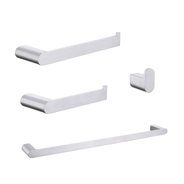 Modern Brushed Wall Mounted Bathroom Hardware Set With Robe Hook, Towel Rail, And Tissue Paper Holder