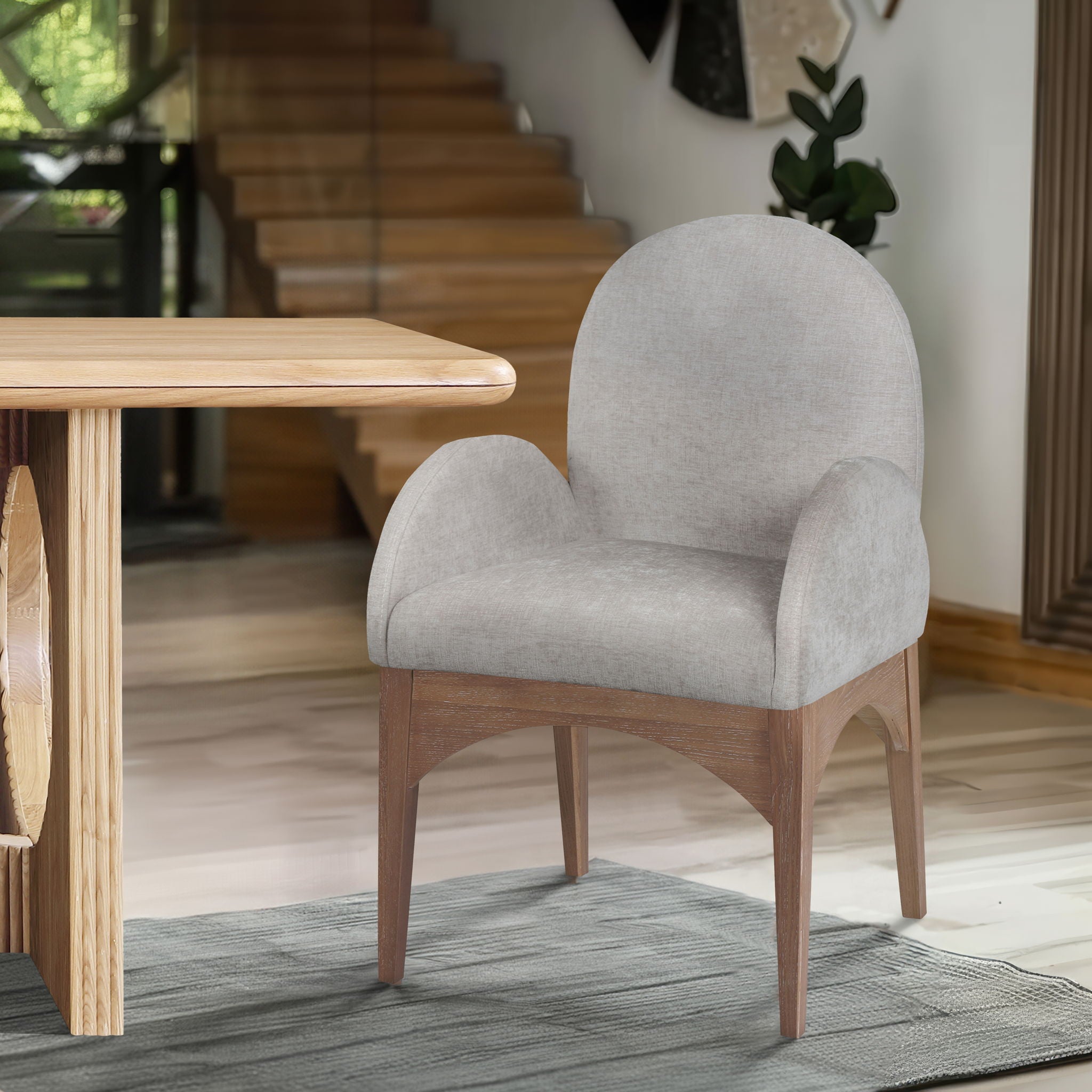Waldorf - Chenille Dining Arm Chair With Natural Legs - Urban Living Furniture (Los Angeles, CA)