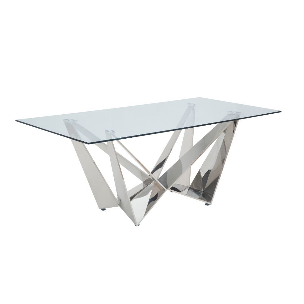 Dekel - Dining Table - Clear Glass Top & Stainless Steel - Urban Living Furniture (Los Angeles, CA)