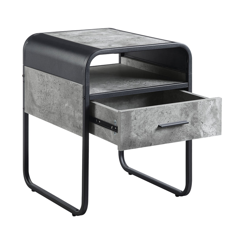 Raziela - End Table With Drawer - Concrete Gray / Black - Urban Living Furniture (Los Angeles, CA)