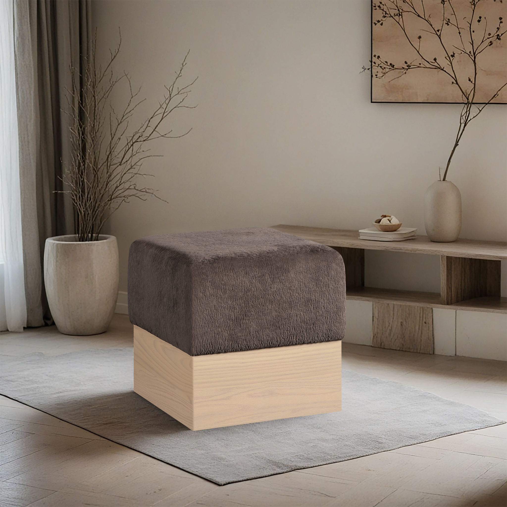 Havre - Ottoman / Stool With Natural Base - Urban Living Furniture (Los Angeles, CA)
