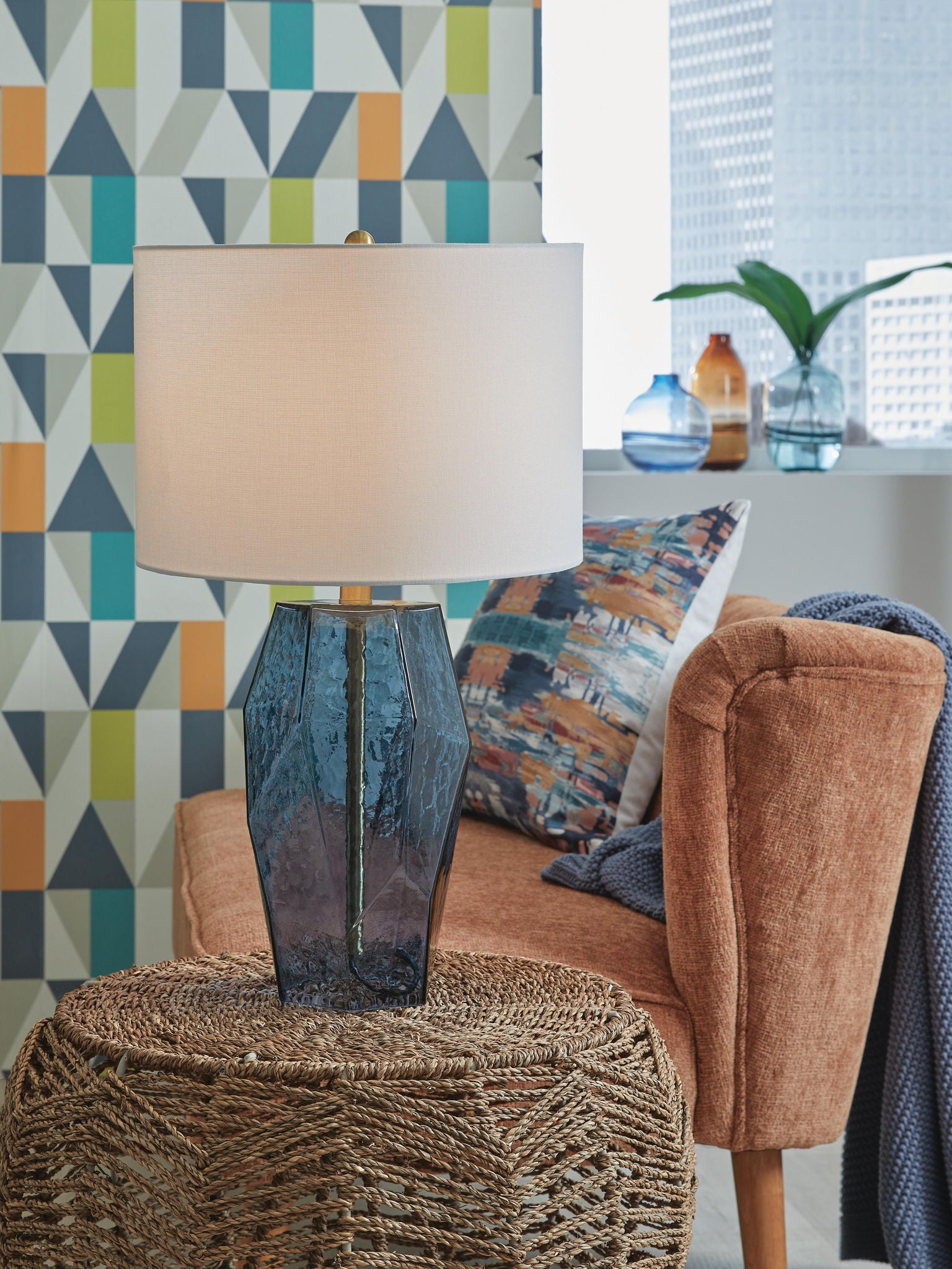Tallow - Glass Table Lamp - Blue - Urban Living Furniture (Los Angeles, CA)