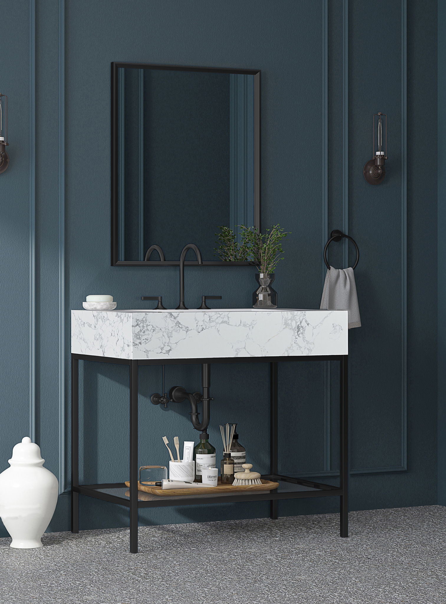 Marmo - Engineered Marble Bathroom Vanity With Black Base - Urban Living Furniture (Los Angeles, CA)