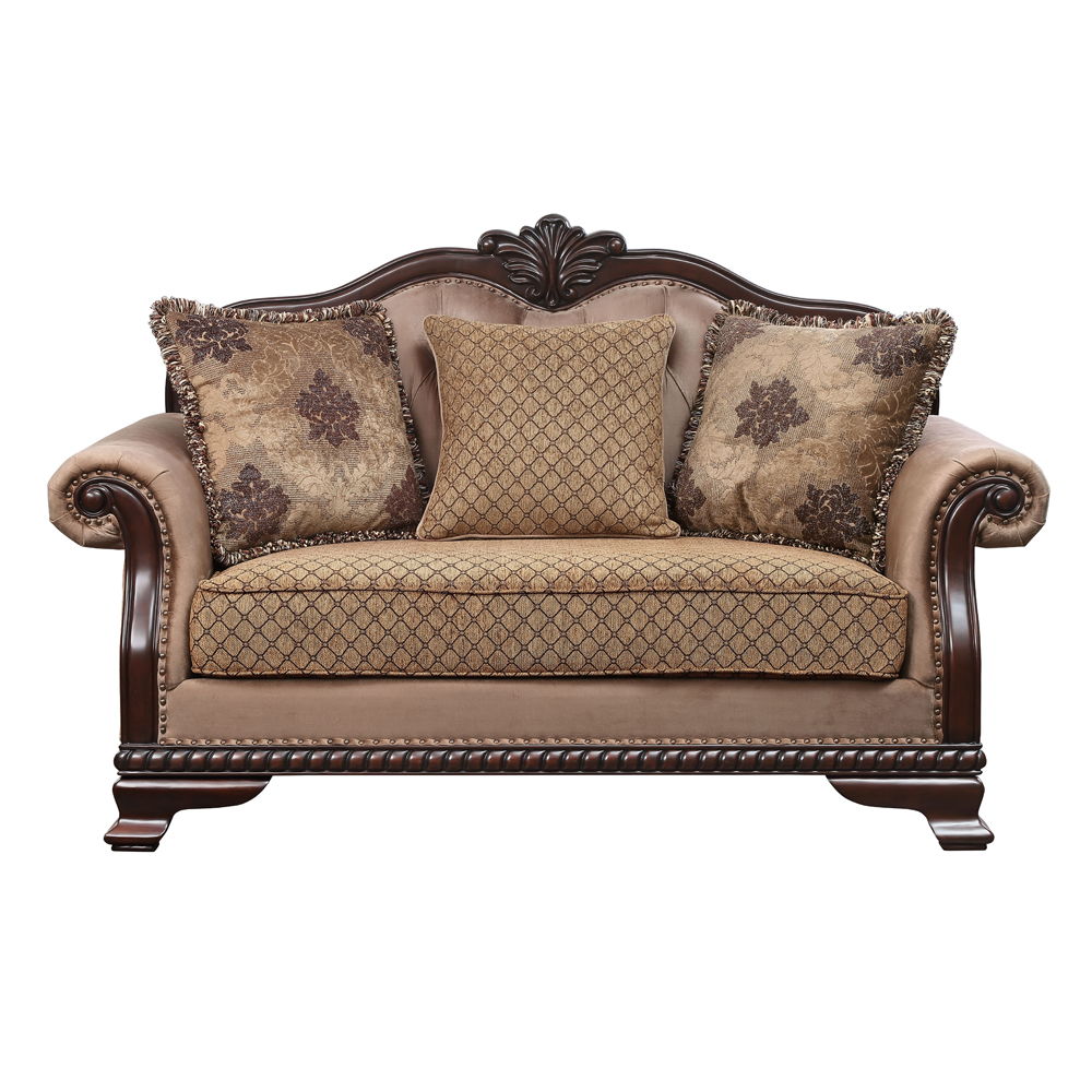 Chateau De Ville - Loveseat With 3 Pillows (Same Lv01589) - Fabric & Espresso - Urban Living Furniture (Los Angeles, CA)