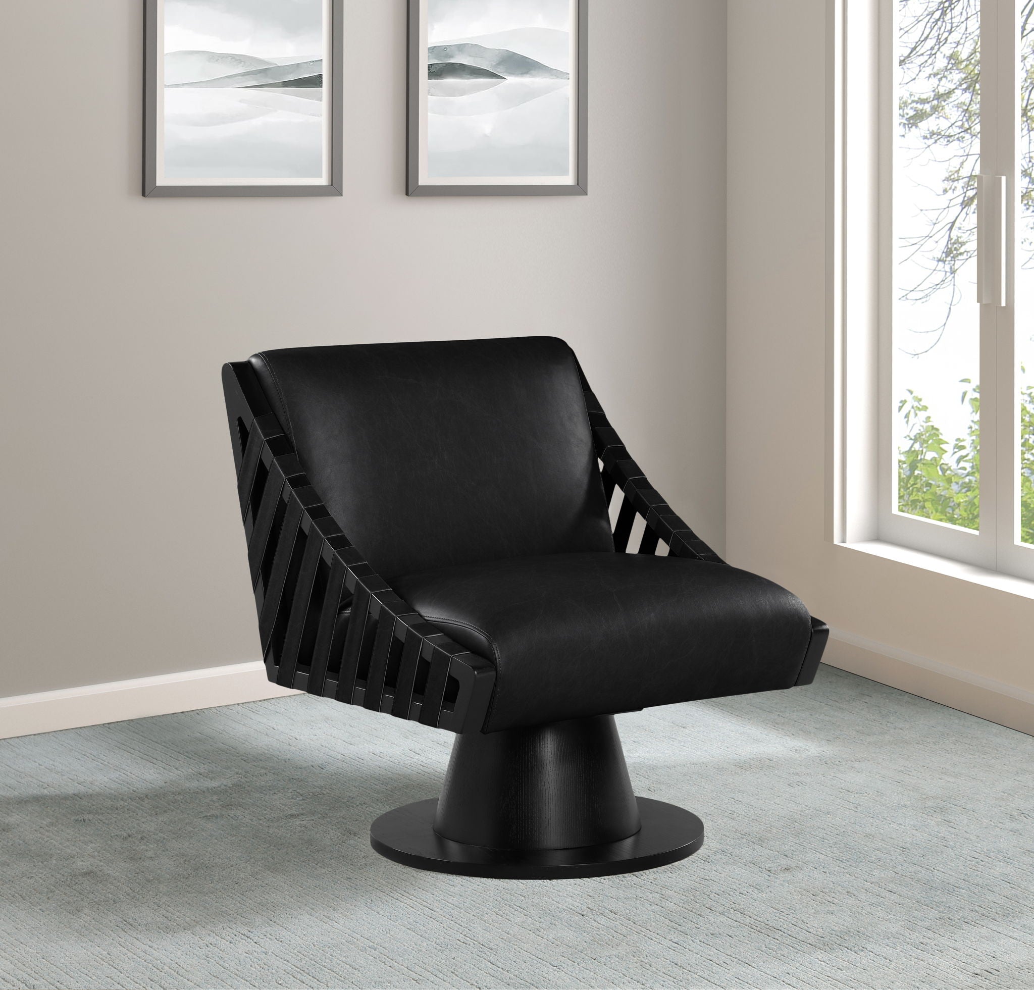 Millwin - Swivel Accent Chair With Black Base - Urban Living Furniture (Los Angeles, CA)