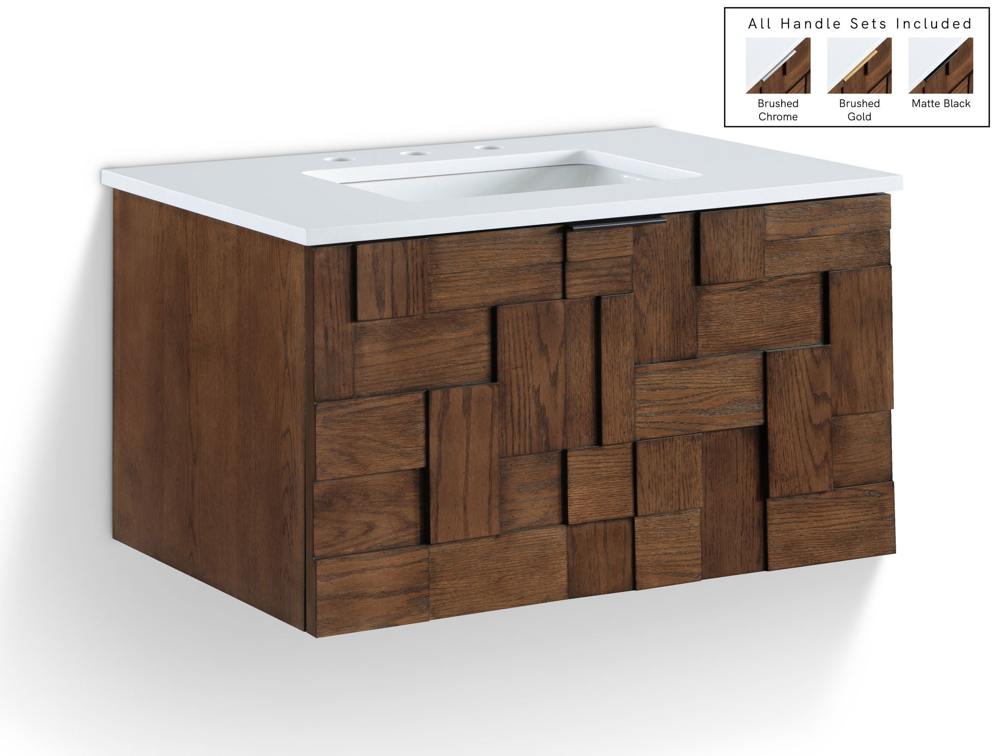 Leonardo - Engineered Stone And Solid Wood 24" Wall Mounted Bathroom Vanity - Urban Living Furniture (Los Angeles, CA)