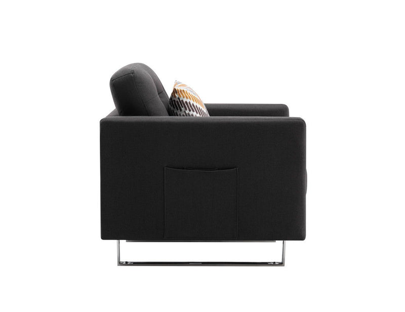 Victoria - Linen Fabric Armchair With Metal Legs, Side Pockets, And Pillow - Urban Living Furniture (Los Angeles, CA)