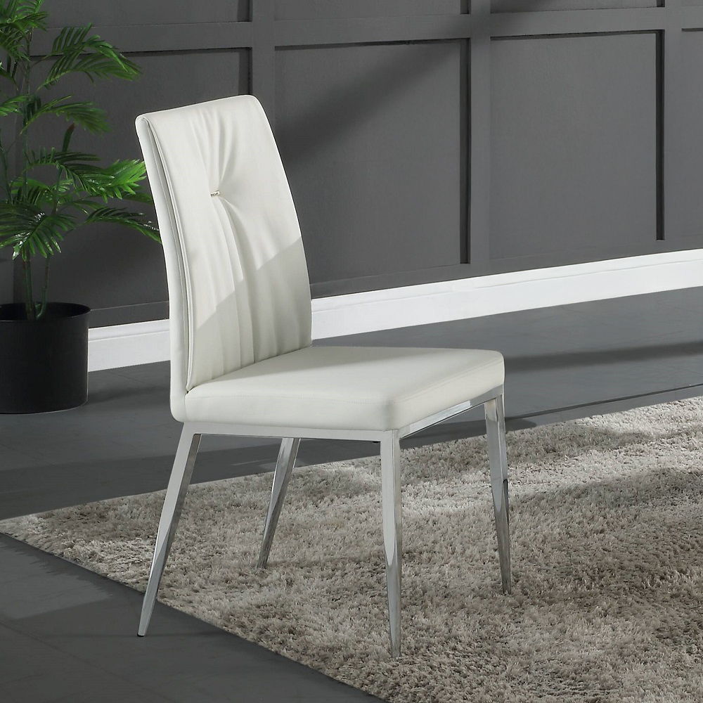 Kamaile - Side Chair (Set of 2) - Beige Synthetic Leather & Chrome - Urban Living Furniture (Los Angeles, CA)