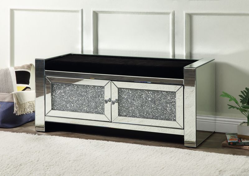 Noralie - Bench - Mirrored & Faux Diamonds - 22" - Urban Living Furniture (Los Angeles, CA)