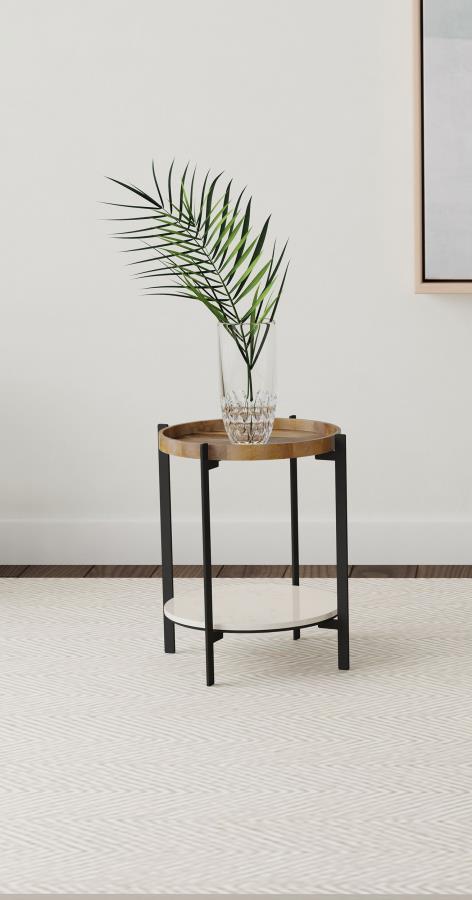 Adhvik - Round Table With Marble Shelf - Urban Living Furniture (Los Angeles, CA)