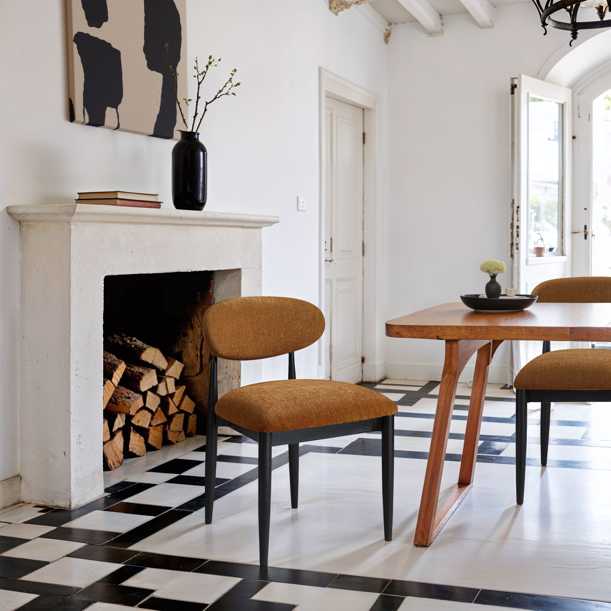 Riccio - Fabric Dining Side Chair (Set of 2) - Black Frame - Urban Living Furniture (Los Angeles, CA)