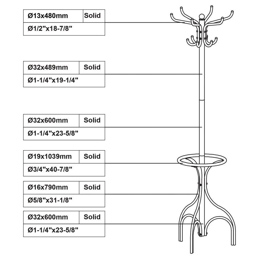 Kiefer - 12 Hook Freestanding Metal Coat Rack Hat Hanger - Black - Urban Living Furniture (Los Angeles, CA)