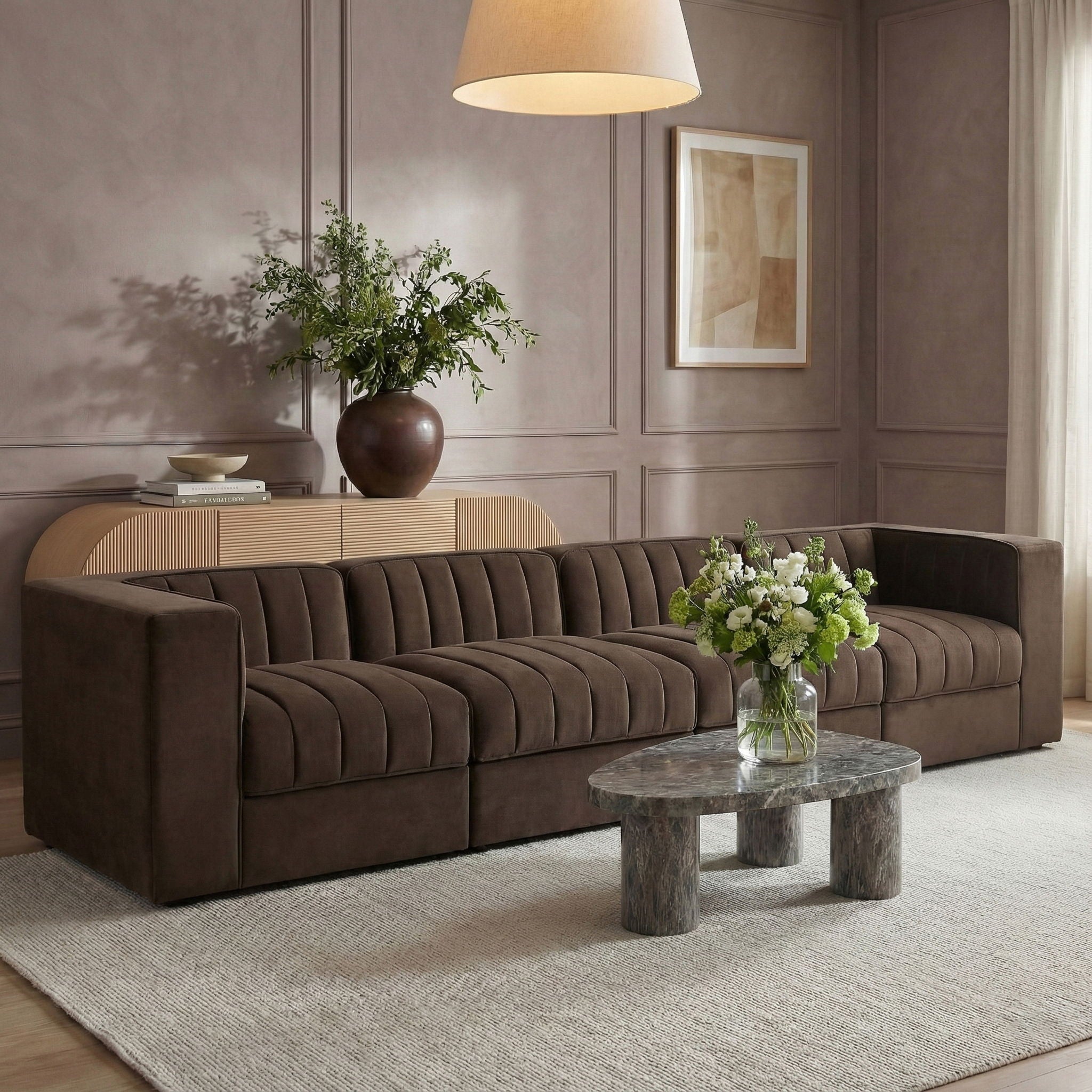 Rummi - Velvet Performance Fabric Upholstered 4 Piece Modular Sofa - Urban Living Furniture (Los Angeles, CA)