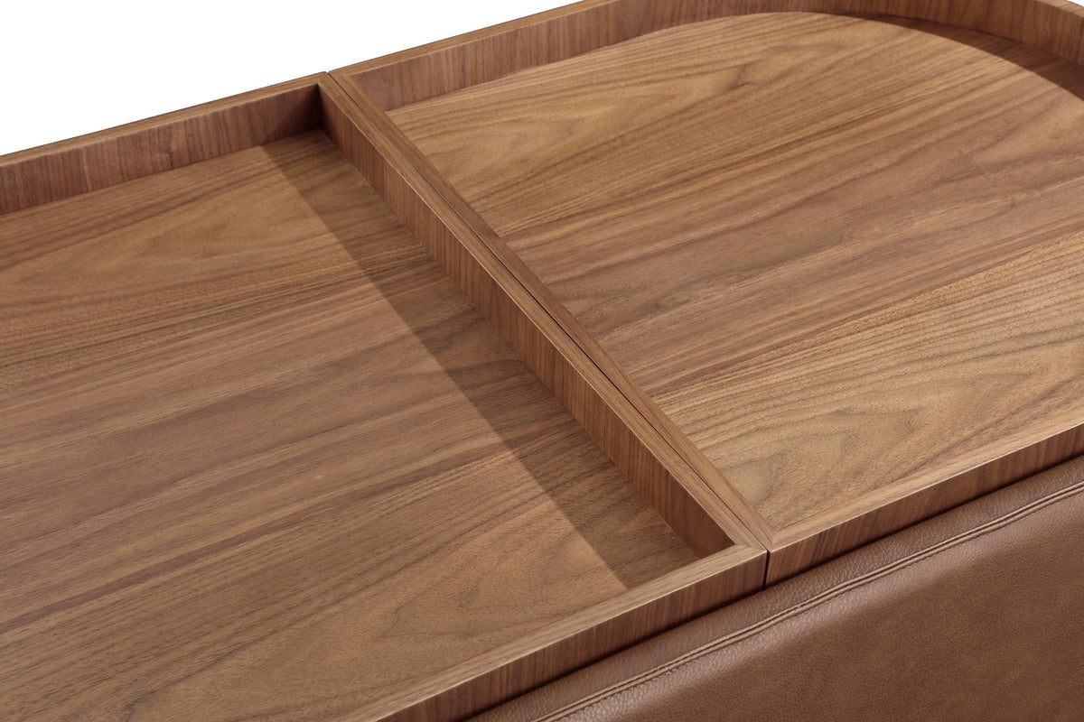 Yeal - Leather Upholstered Storage Table With Wooden Top