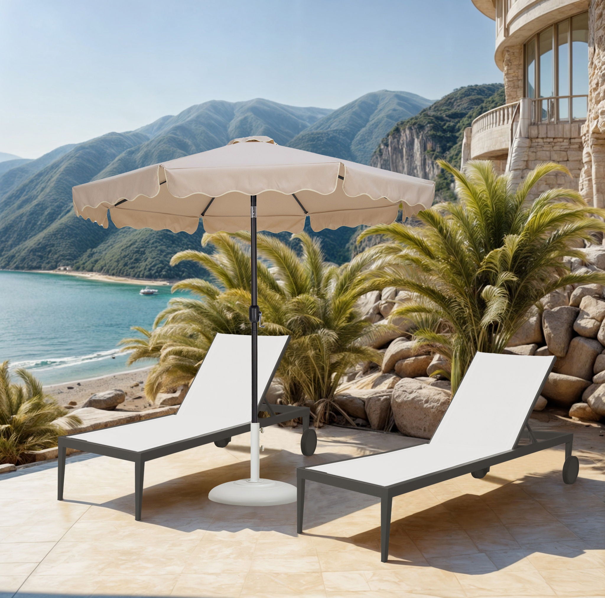 Amalfi - Patio Umbrella - White Base / Black Pole - Urban Living Furniture (Los Angeles, CA)