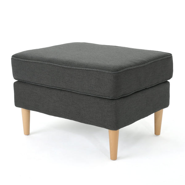 Upholstered Ottoman With Tapered Legs - Dark Gray