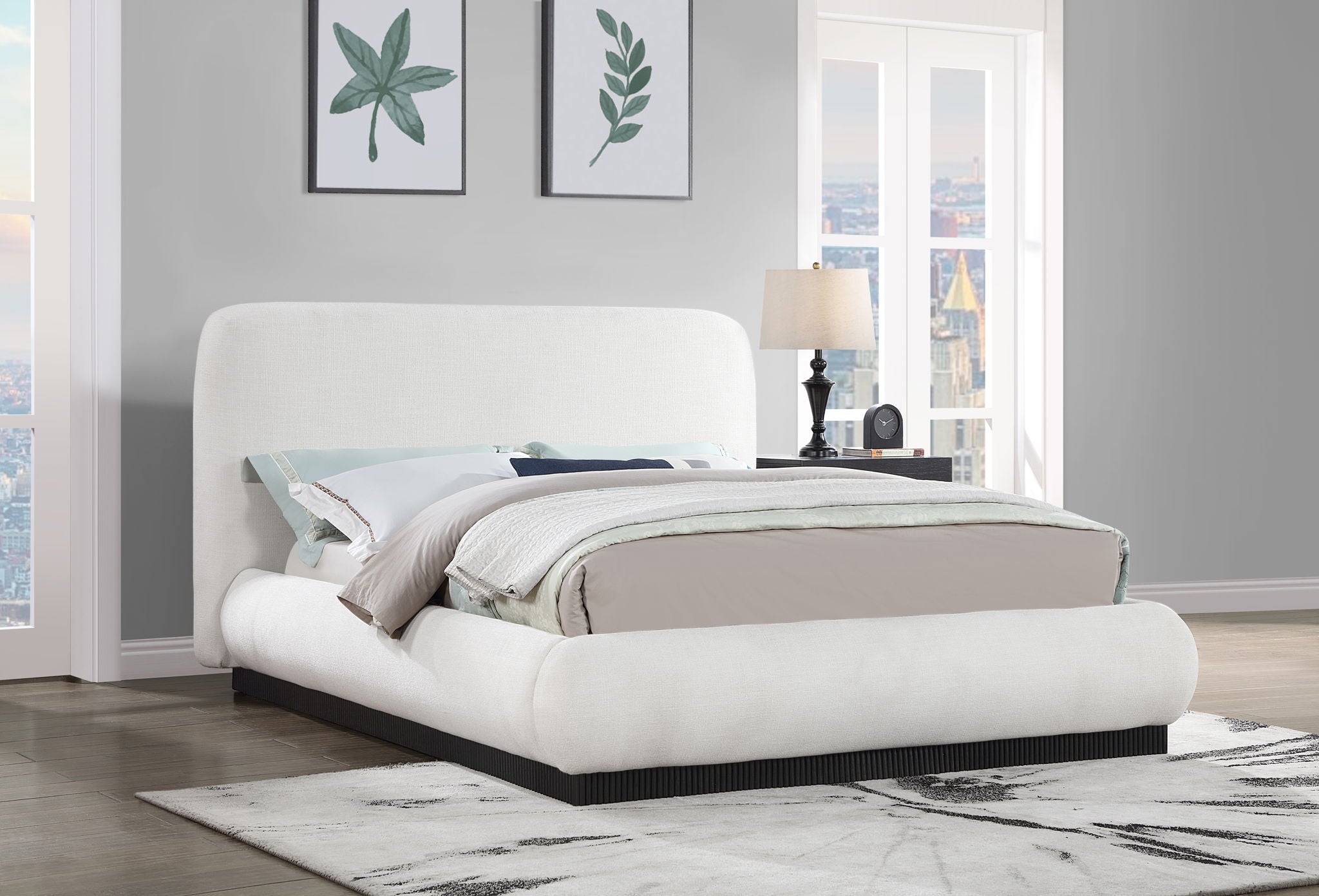 Rigby - Linen Bed With Black Base - Urban Living Furniture (Los Angeles, CA)