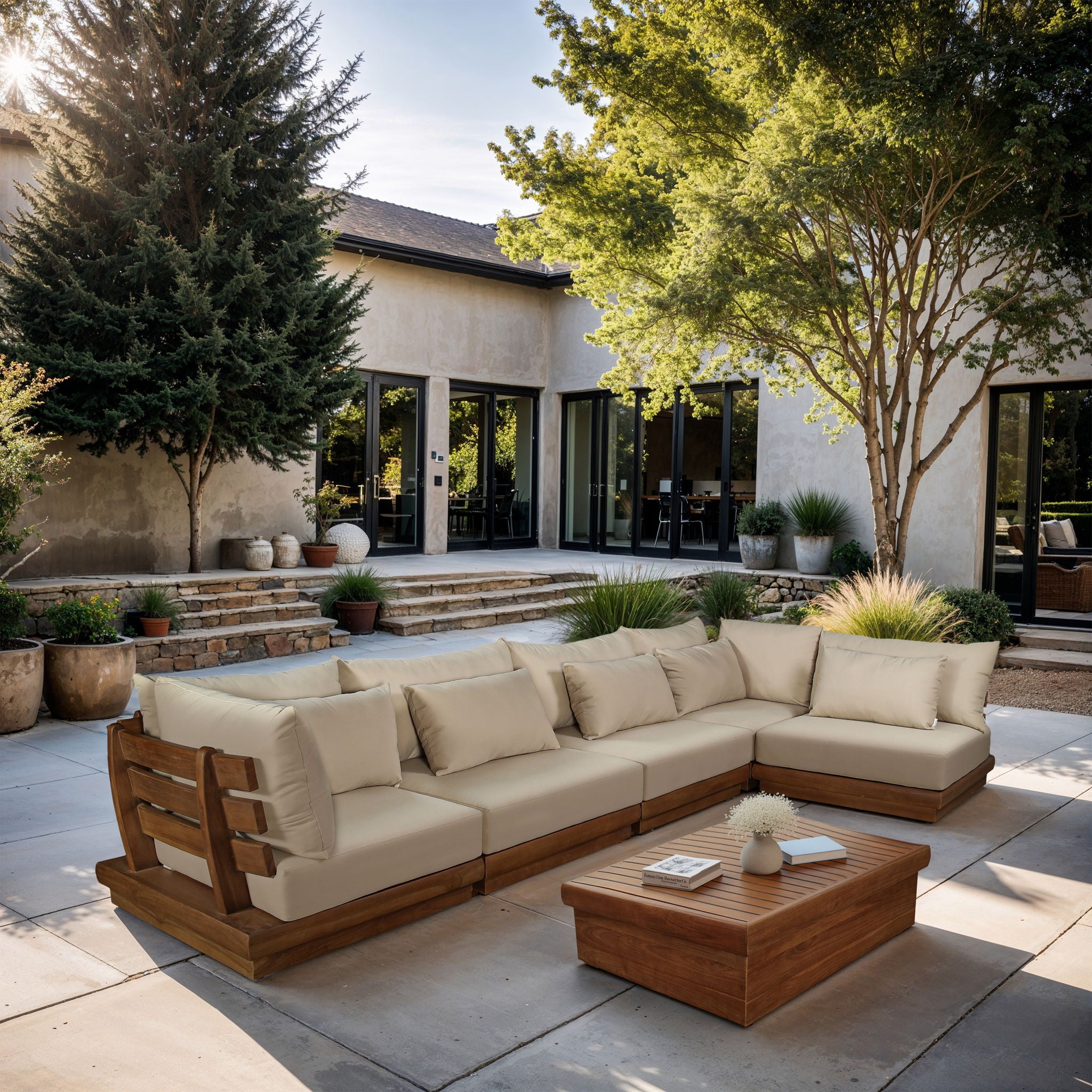 Mirella - 5 Piece Water Resistant Fabric Upholstered Outdoor Patio Modular Sectional - Urban Living Furniture (Los Angeles, CA)