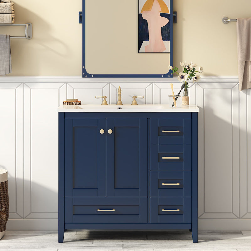 Bathroom Vanity With Sink Combo Set, Modern Bathroom Cabinet With 4 Drawers