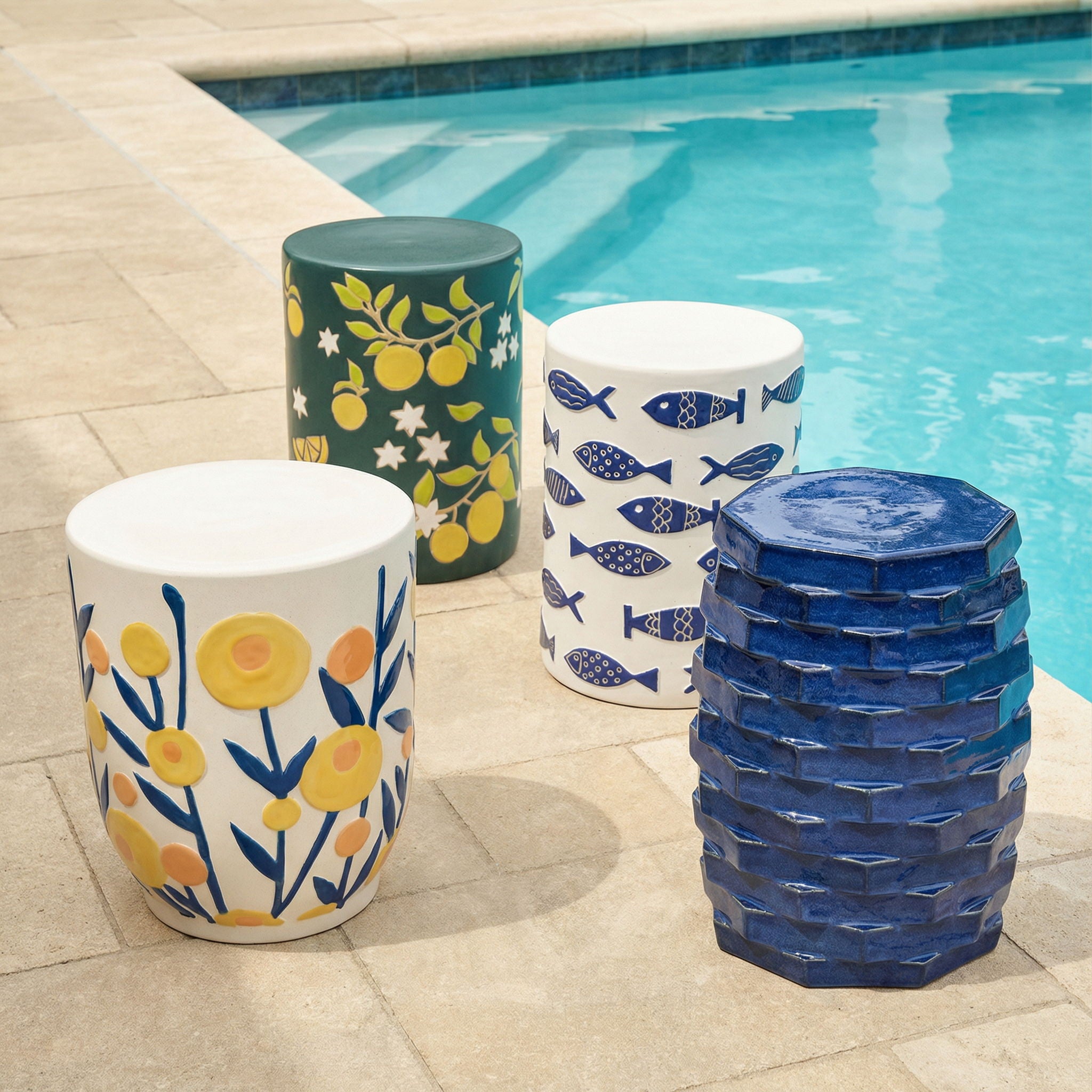 Trax - Indoor / Outdoor Ceramic Side Table - Azul Blue - Urban Living Furniture (Los Angeles, CA)