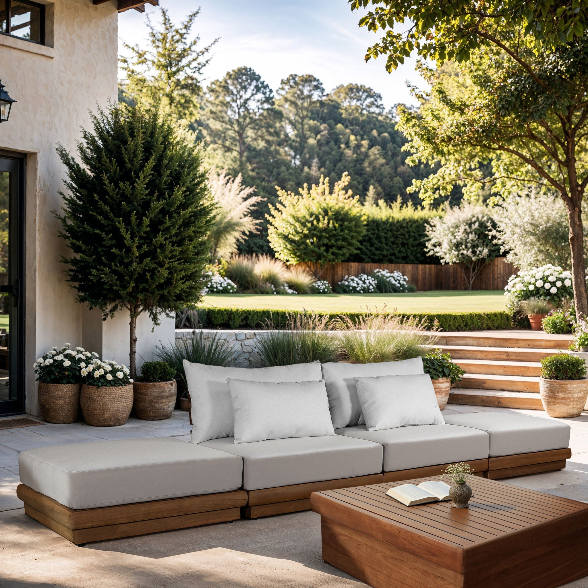 Mirella - 4 Piece Water Resistant Fabric Outdoor Patio Modular Sectional - Urban Living Furniture (Los Angeles, CA)