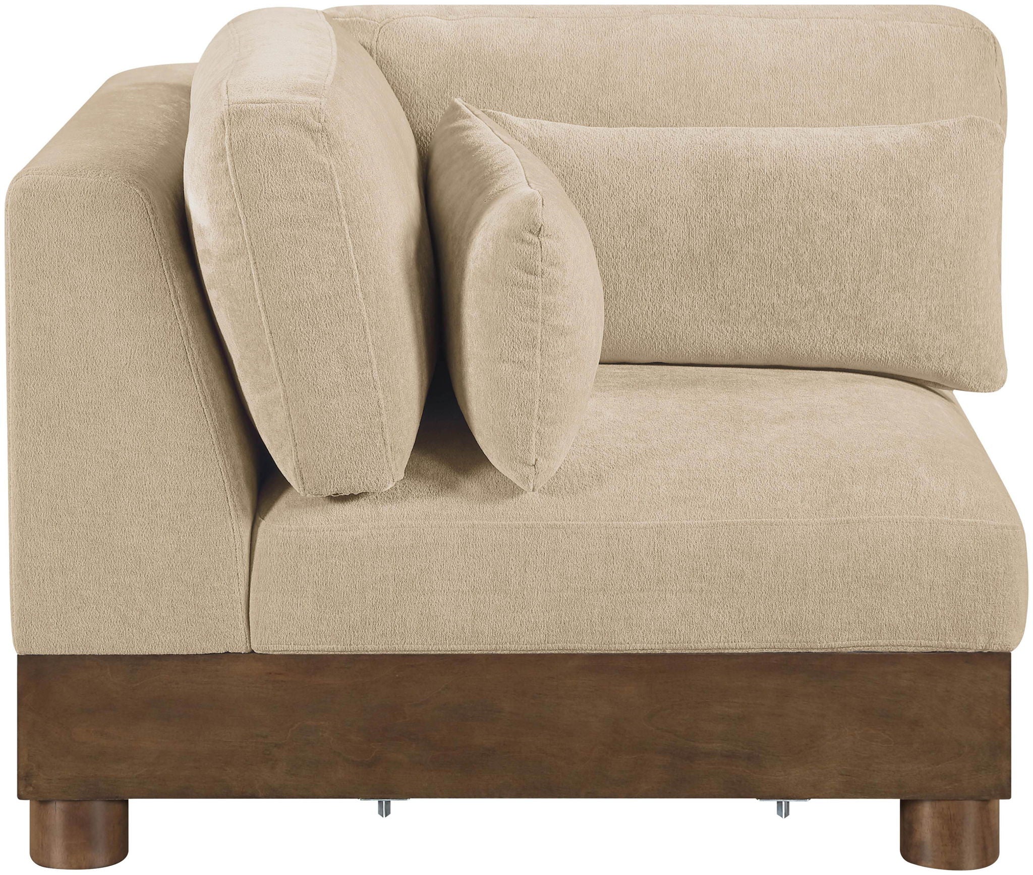 Turin - Chenille Fabric Upholstered Modular Corner Chair - Walnut Base - Urban Living Furniture (Los Angeles, CA)