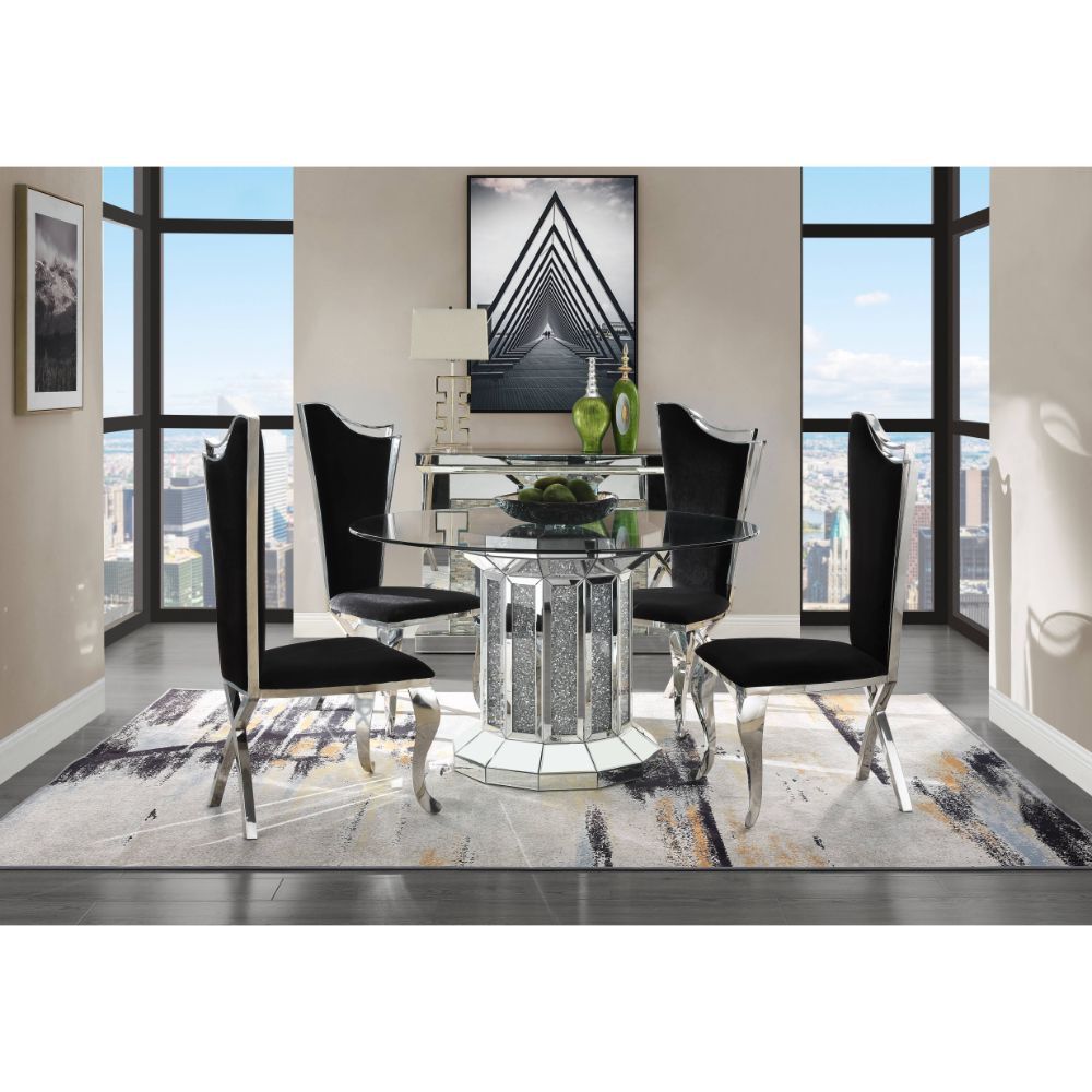 Noralie - Dining Table - Mirrored & Faux Diamonds - Wood - 30" - Urban Living Furniture (Los Angeles, CA)