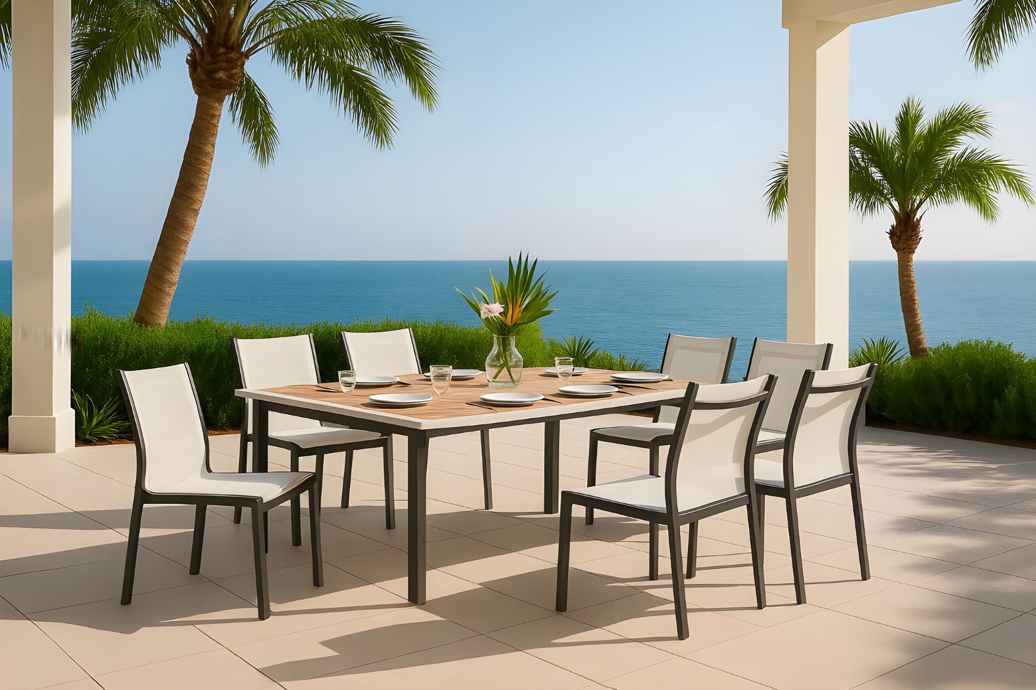 Nizuc - Outdoor Patio Dining Chair With Gray Frame (Set of 2) - Urban Living Furniture (Los Angeles, CA)