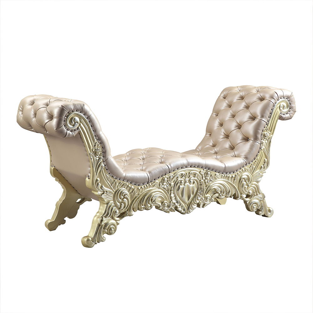 Vatican - Bench - Synthetic Leather, Light Gold & Champagne Silver - Urban Living Furniture (Los Angeles, CA)