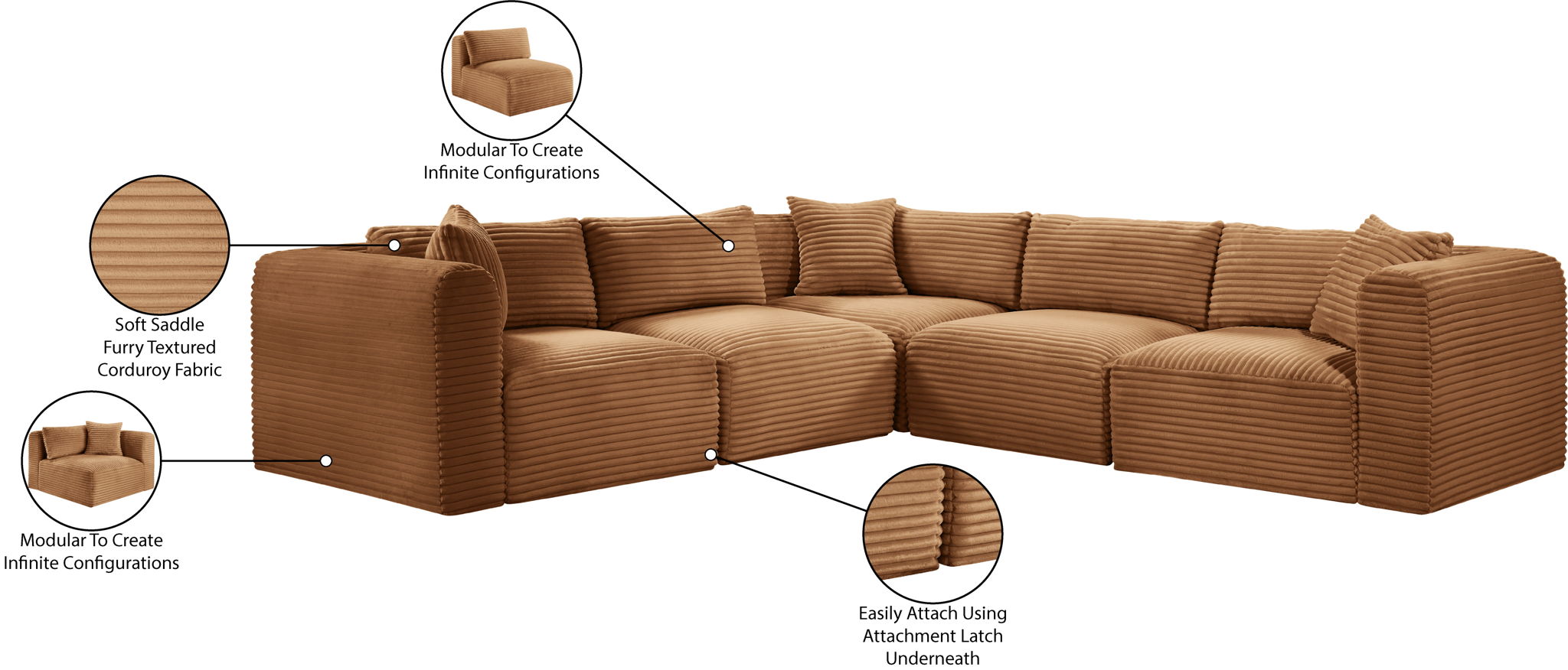 Shaggy - Fabric 5 Piece Modular Corner Sectional - Urban Living Furniture (Los Angeles, CA)