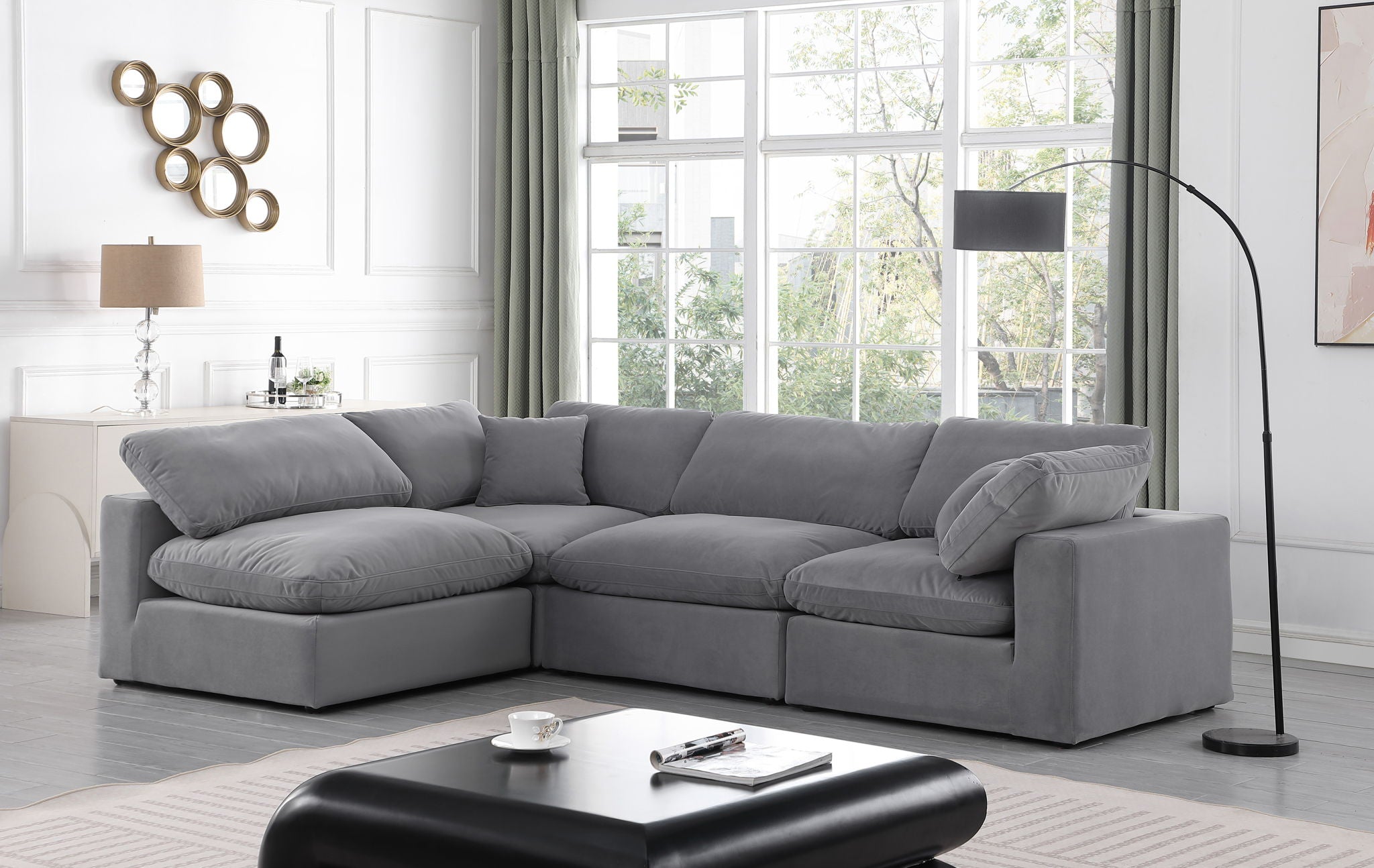 Comfy - 4 Piece Velvet Modular Armless Sectional