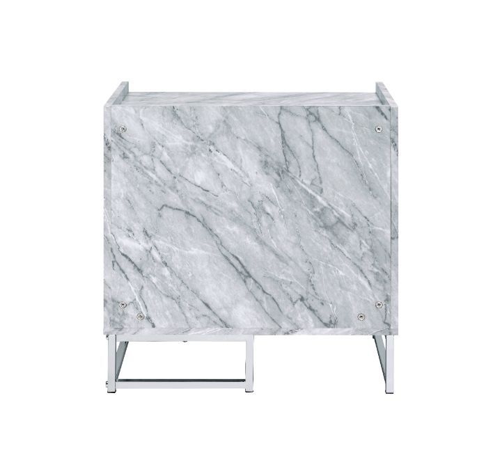 Azrael - Accent Table - White Printed Faux Marble & Chrome - Urban Living Furniture (Los Angeles, CA)