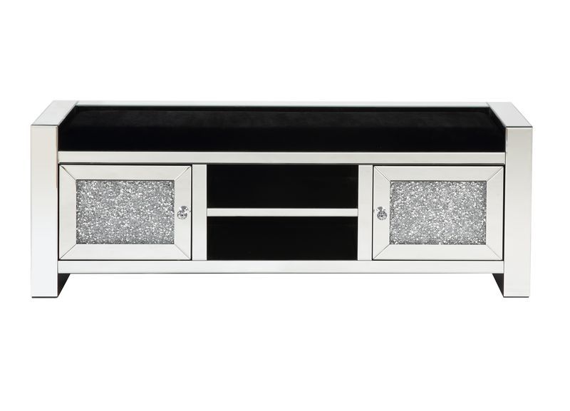 Noralie - Bench - Mirrored & Faux Diamonds - Wood - 22" - Urban Living Furniture (Los Angeles, CA)