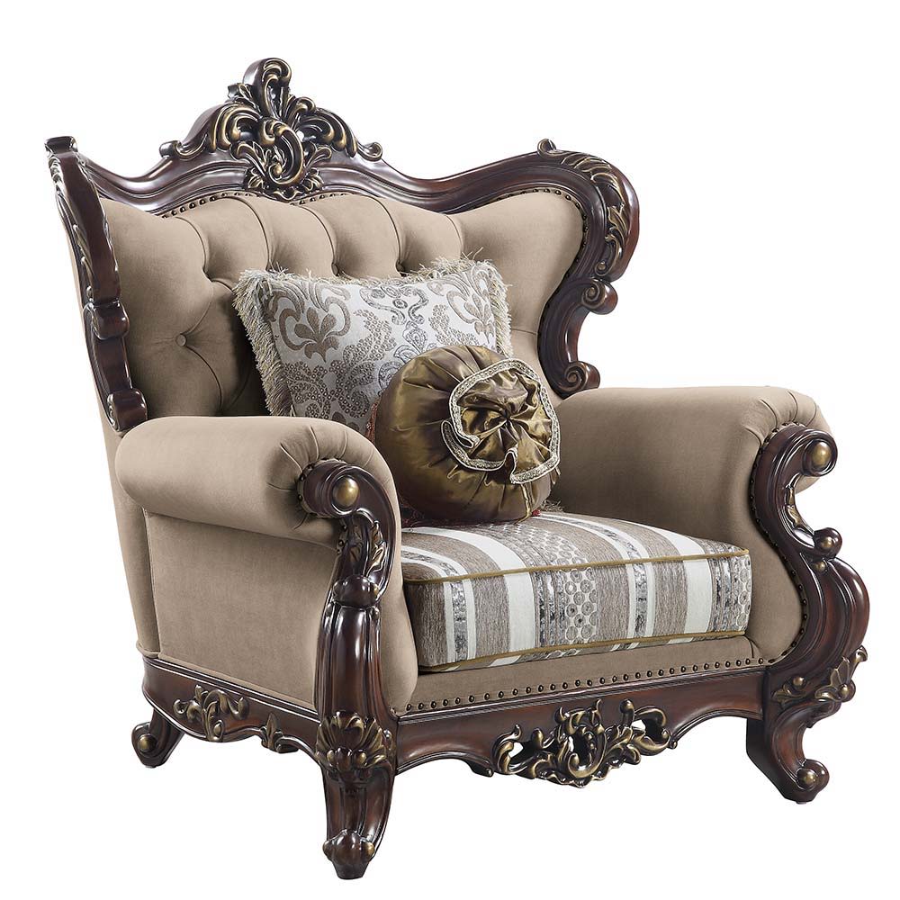 Ragnar - Chair - Light Brown Linen & Cherry Finish - Urban Living Furniture (Los Angeles, CA)