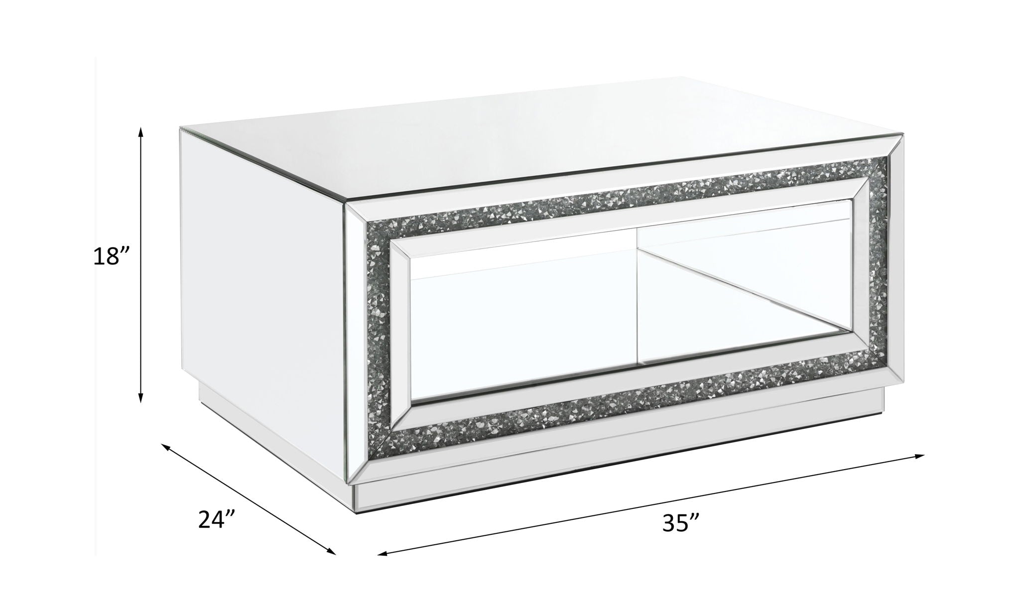 Noralie - 35" X 24" Coffee Table - Mirrored & Faux Diamonds - Urban Living Furniture (Los Angeles, CA)