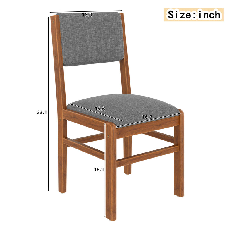 Dining Chairs (Set of 4), Mid Century Modern Fabric Upholstered Kitchen Side Chairs, Farmhouse Dining Room Chair - Brown / Gray