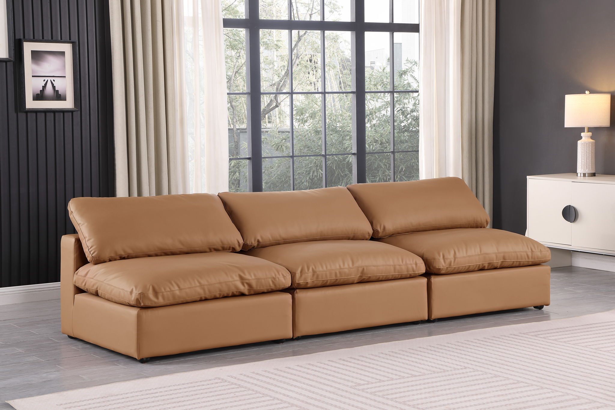 Comfy - Faux Leather Modular Armless Sofa 3 Seats - Urban Living Furniture (Los Angeles, CA)