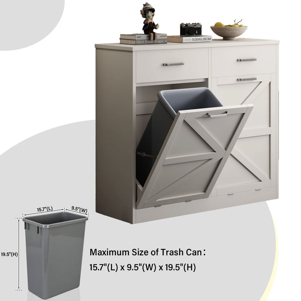 Modern Wooden Freestanding Trash Cabinet With Quick Installation And Deodorising Function - White