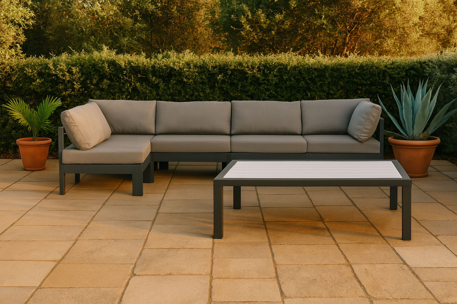 Nizuc - Outdoor Patio 5 Piece Modular Sectional With Gray Frame - Urban Living Furniture (Los Angeles, CA)