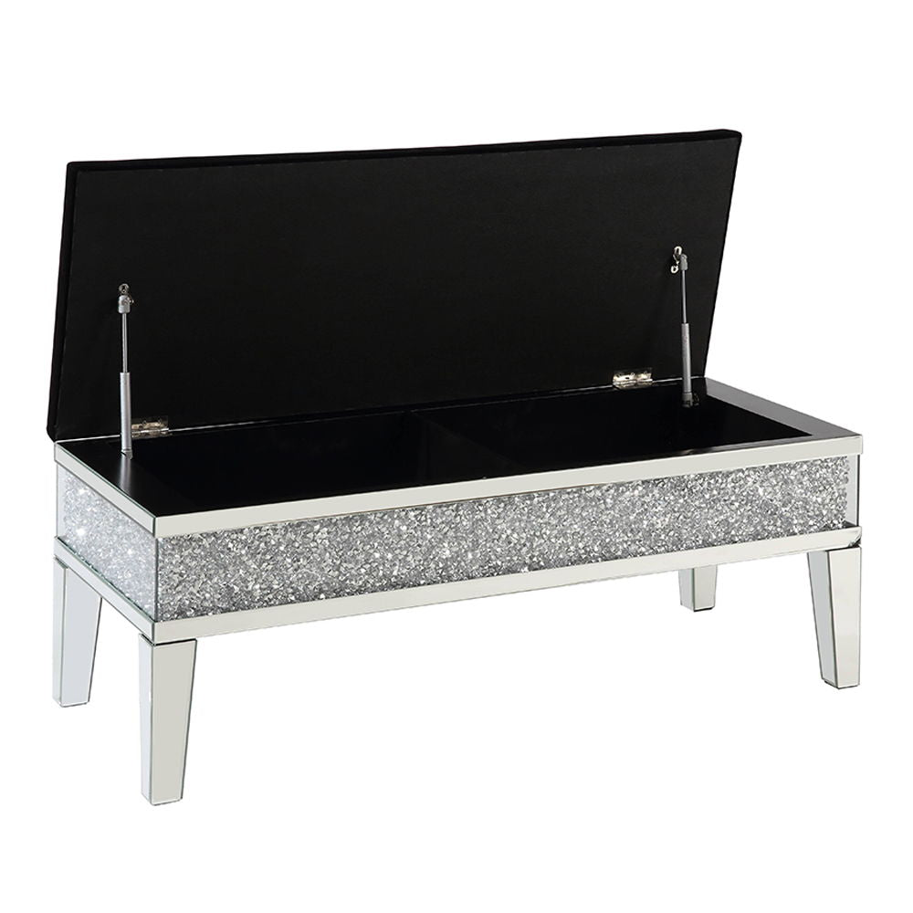 Noralie - 19" Bench With Storage - Mirrored & Faux Diamonds - Urban Living Furniture (Los Angeles, CA)