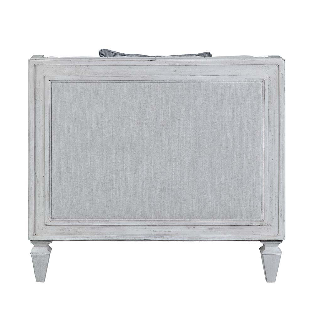 Katia - Chair - Light Gray Linen & Weathered White Finish - Urban Living Furniture (Los Angeles, CA)