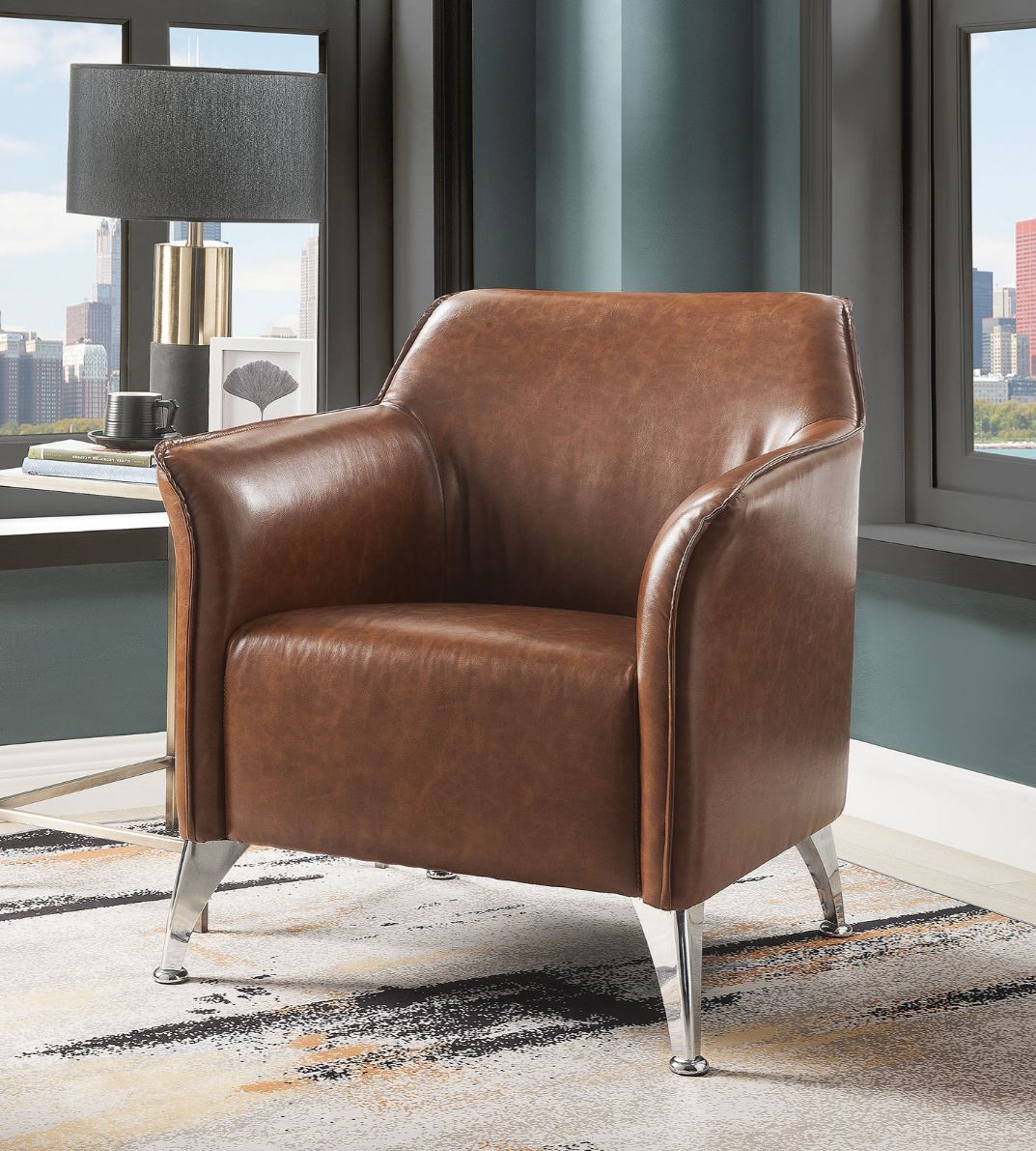 Teague - Accent Chair - Brown PU - Urban Living Furniture (Los Angeles, CA)